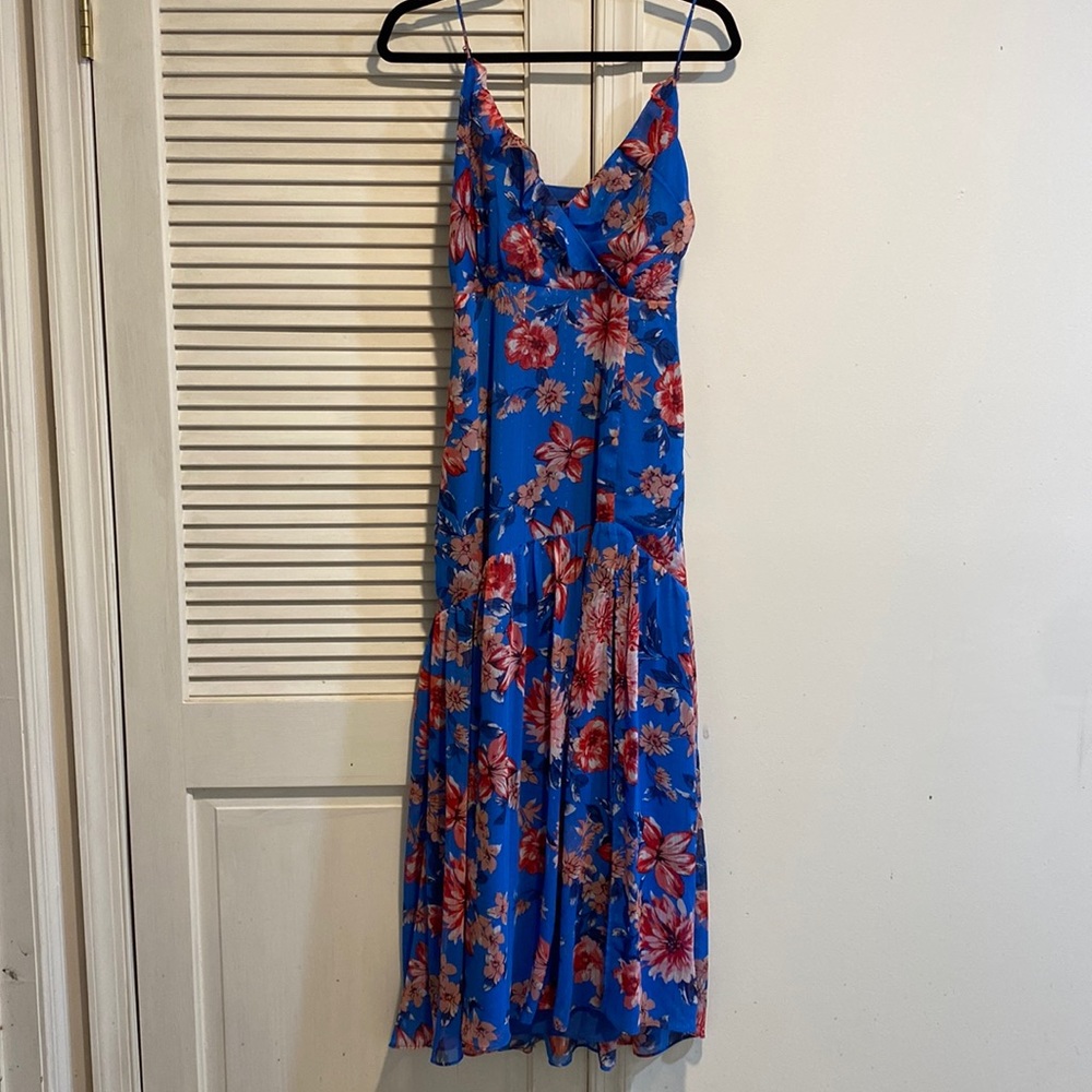 Floral Sparkle Maxi Dress with Front Slit